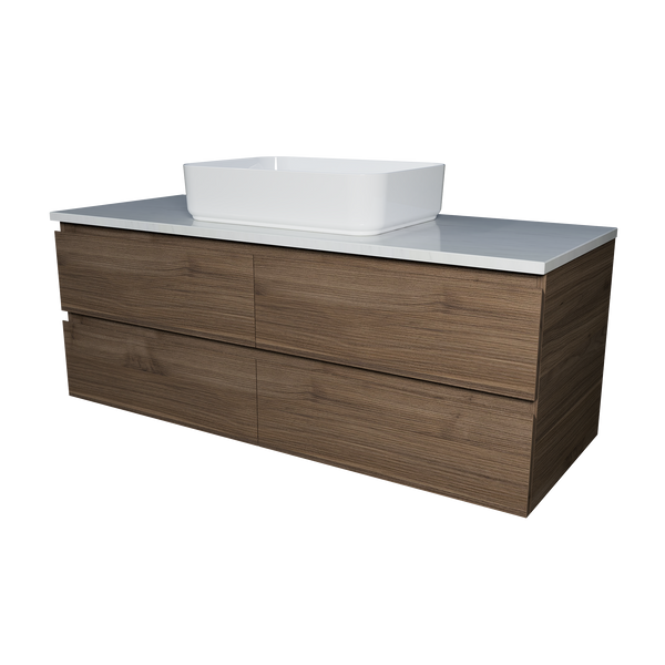 Vanity 1200 Wall Hung Drawers Only with Basin & Silk Surface Top