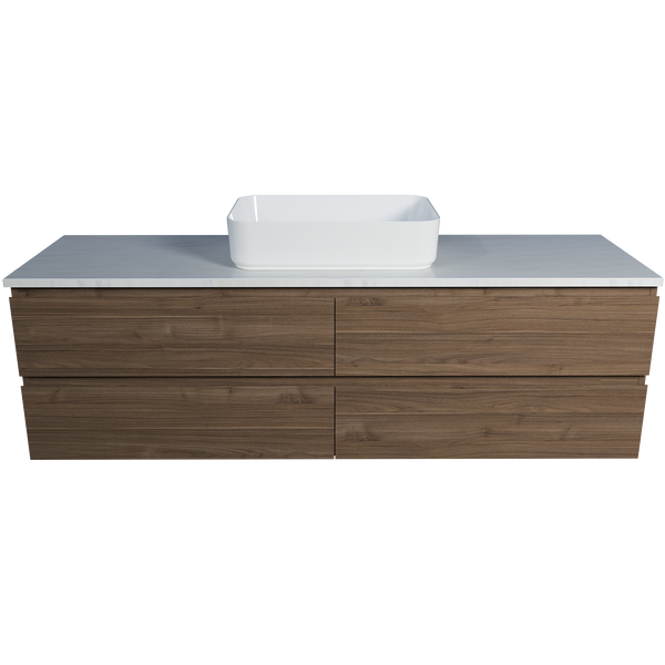 Vanity 1500 Wall Hung Drawers Only with Basin & Silk Surface Top