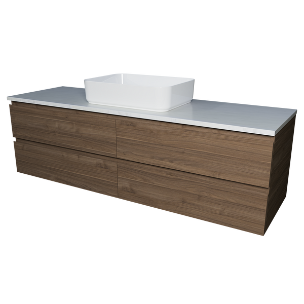 Vanity 1500 Wall Hung Drawers Only with Basin & Silk Surface Top
