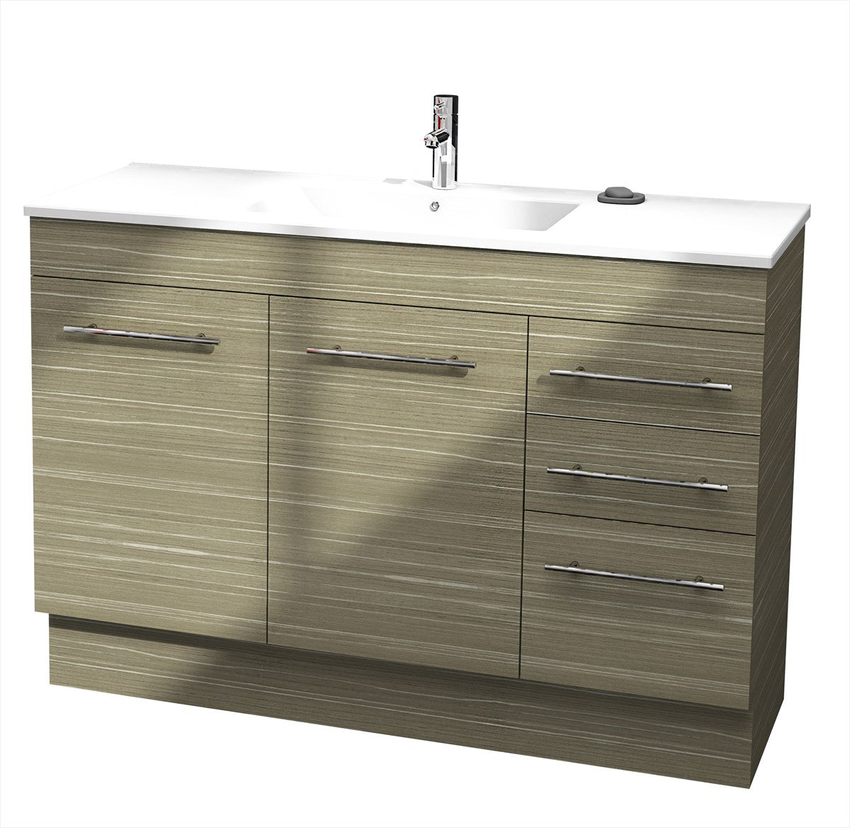 1200 Vanity Kick Doors & Drawers with Ceramic Basin Top