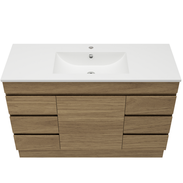 1200 Vanity Kick Doors & Drawers with Ceramic Basin Top