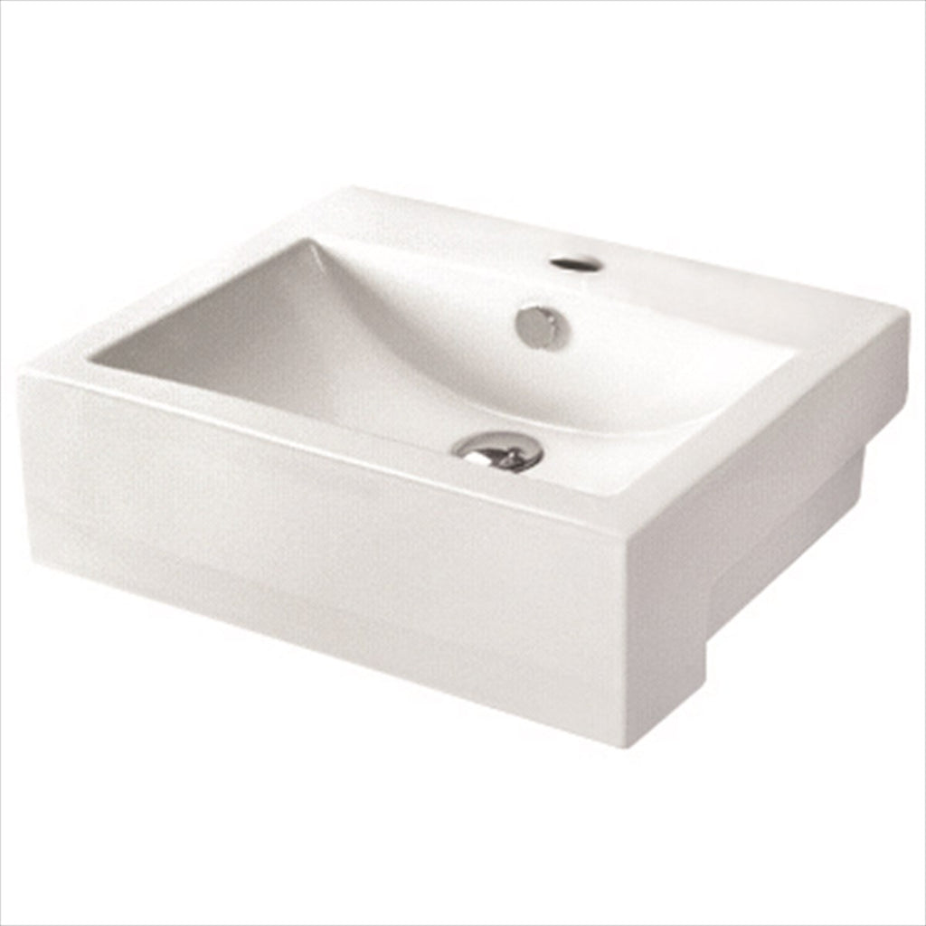 Semi-recessed Basin 1TH Ceramic 520X430 Gloss White