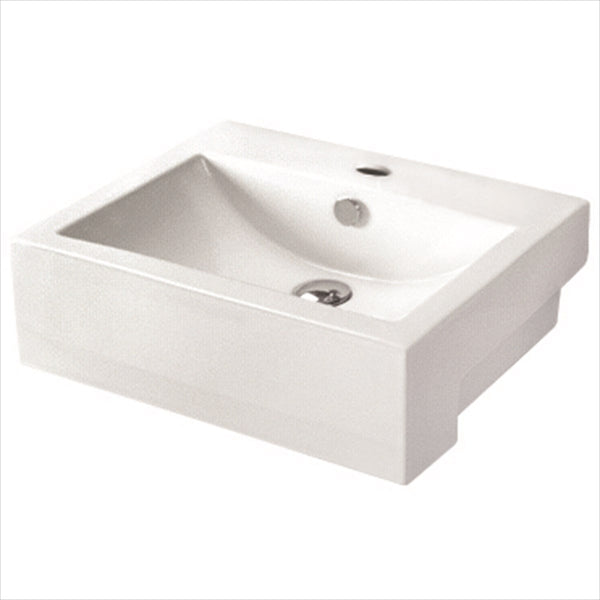 Semi-recessed Basin 1TH Ceramic 520X430 Gloss White