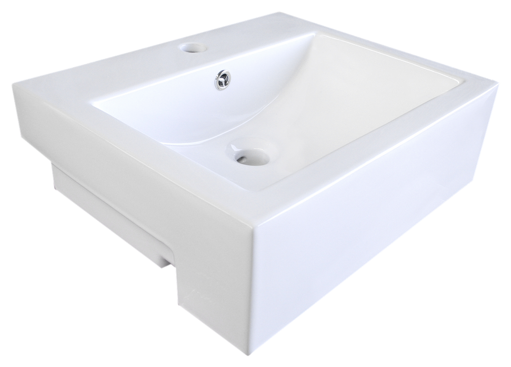 Semi-recessed Basin 1TH Ceramic 520X430 Gloss White