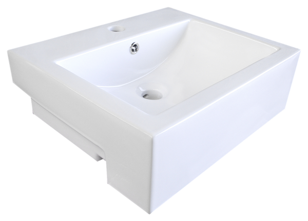 Semi-recessed Basin 1TH Ceramic 520X430 Gloss White