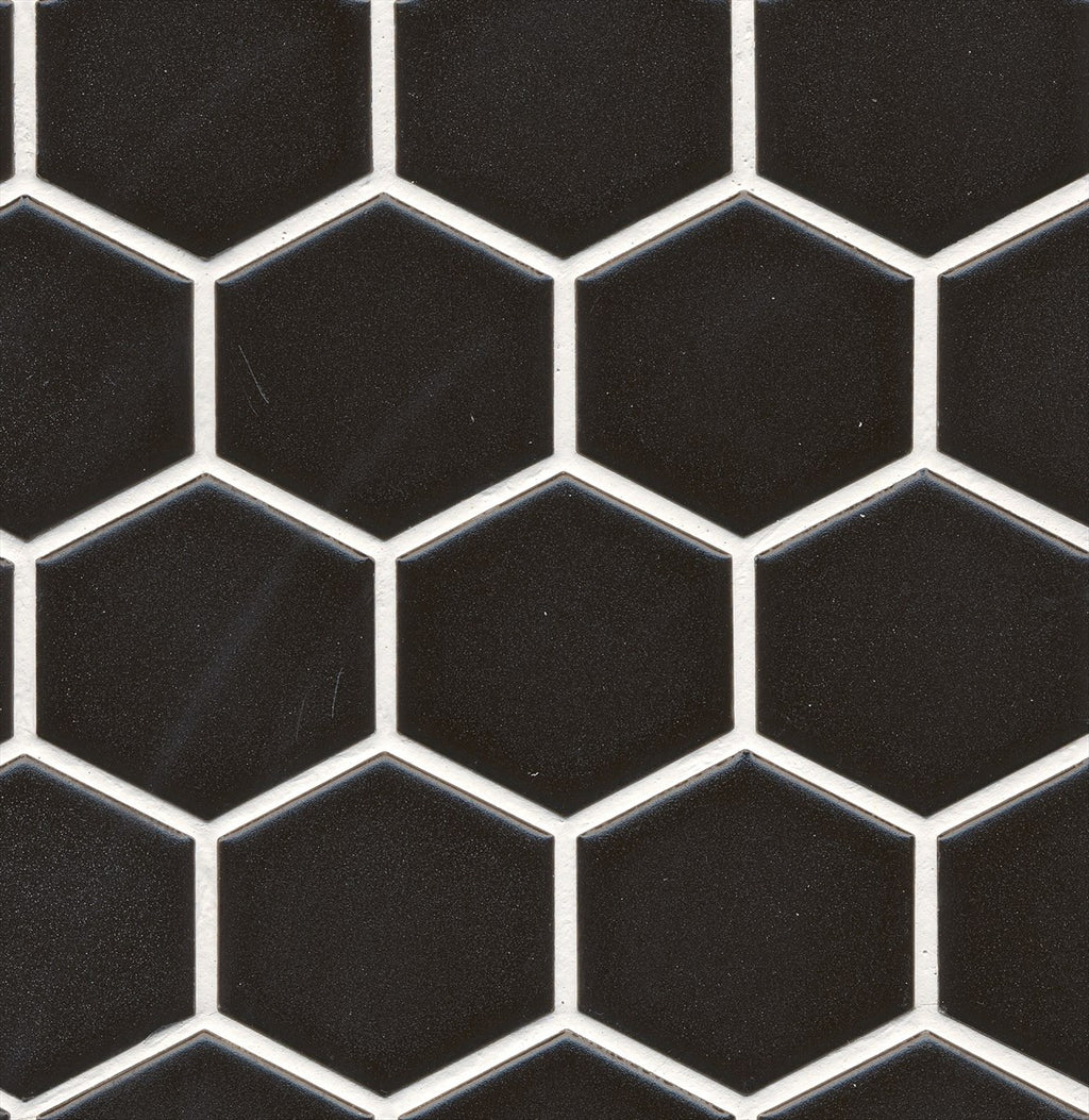 Mono Hexagon Black Gloss Mosaic