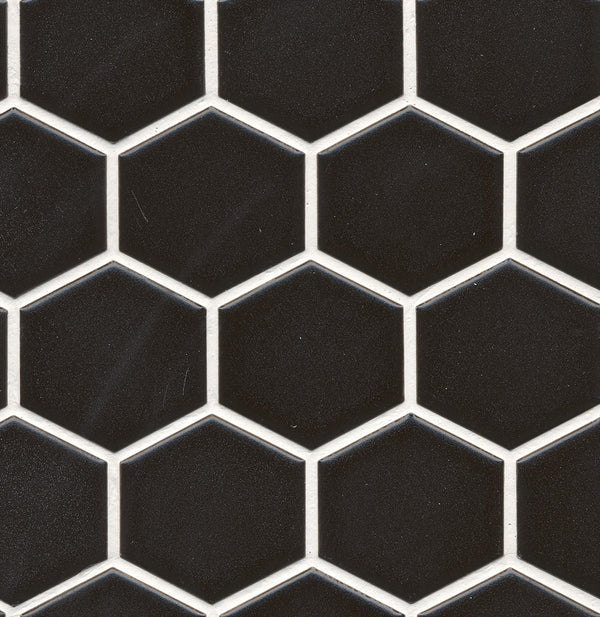 Mono Hexagon Black Gloss Mosaic