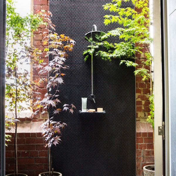 Penny Round Black Matt Mosaic - lifestyle view