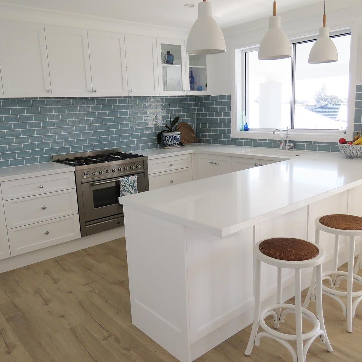 Sky Structured Gloss Tile - lifestyle view