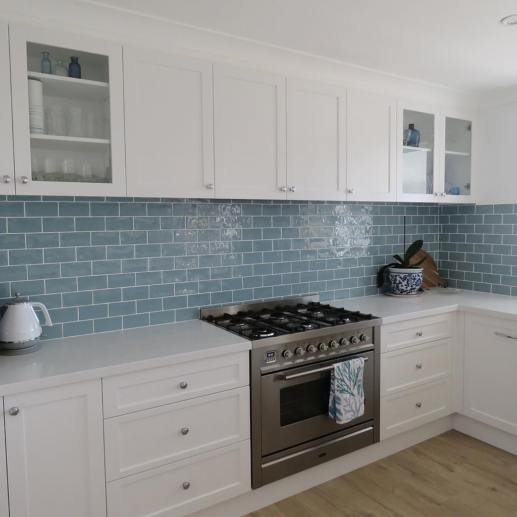 Sky Structured Gloss Tile - lifestyle view