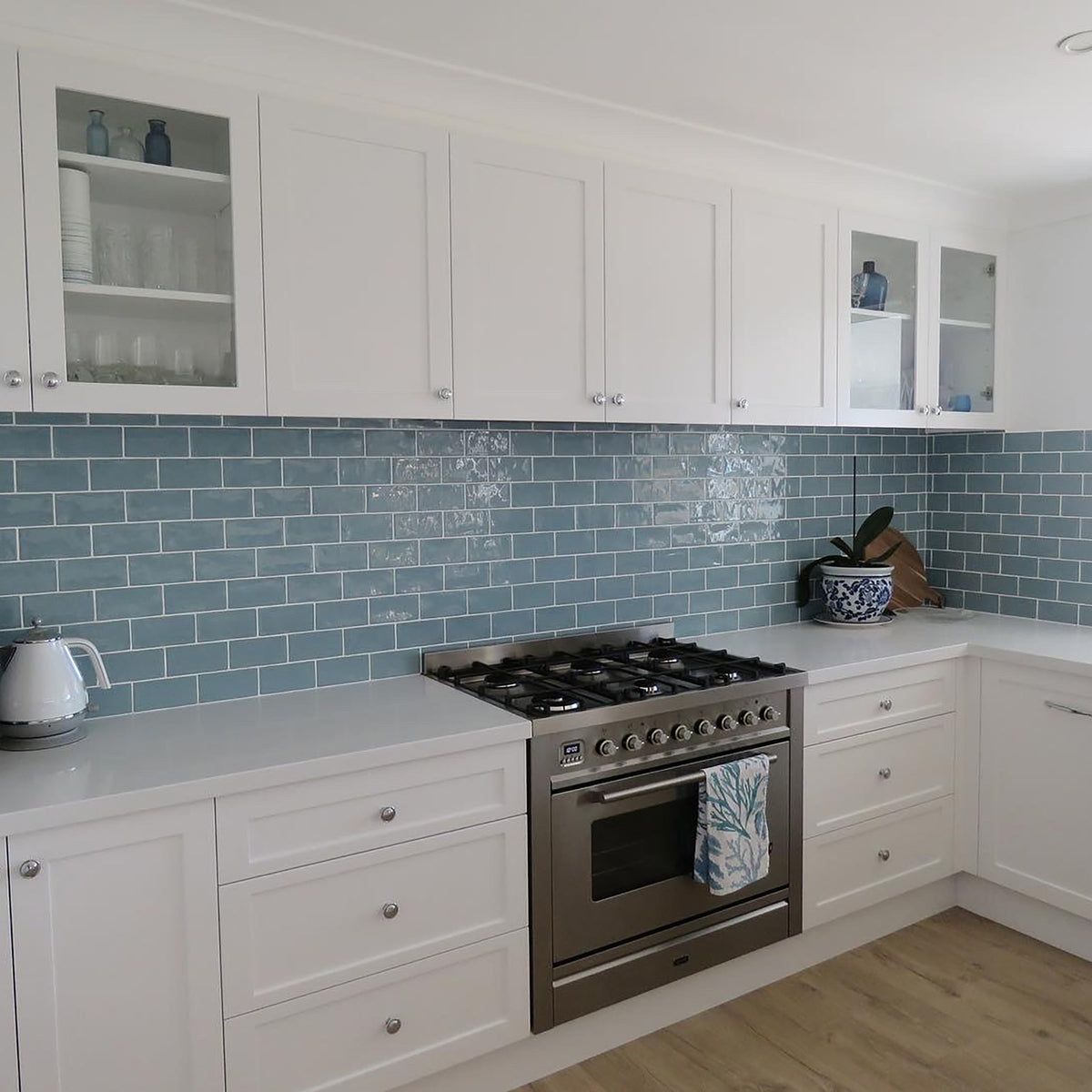 Sky Structured Gloss Tile - lifestyle view