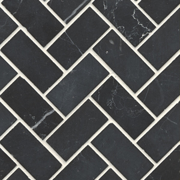Natural Marble Nero Herringbone Honed Mosaic