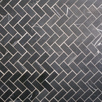 Natural Marble Nero Herringbone Honed Mosaic - lifestyle view