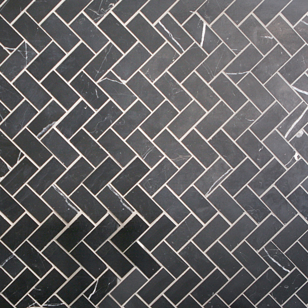 Natural Marble Nero Herringbone Honed Mosaic - lifestyle view