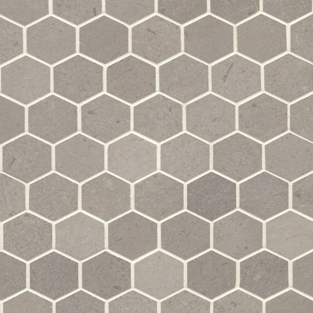 Natural Marble Cinder Dark Grey Hexagon Honed Mosaic
