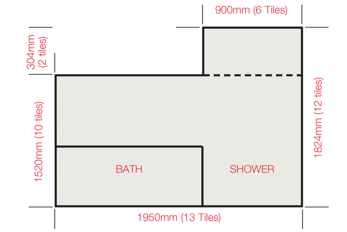 Diagram for measuring a tiled area