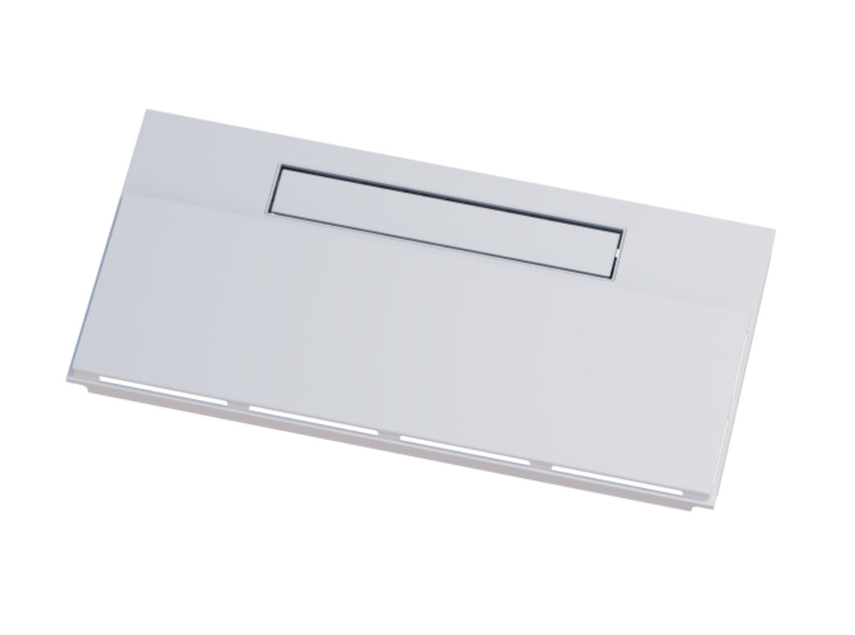 Modern ceiling-mounted bathroom exhaust fan with a low-profile rectangular grille for ventilation and humidity control.